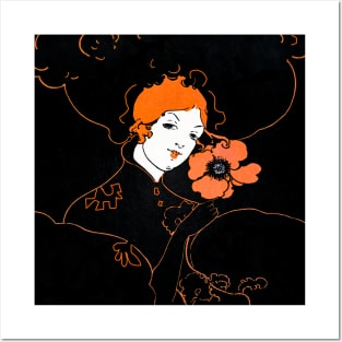 Redhead girl with flower from the 20s Posters and Art